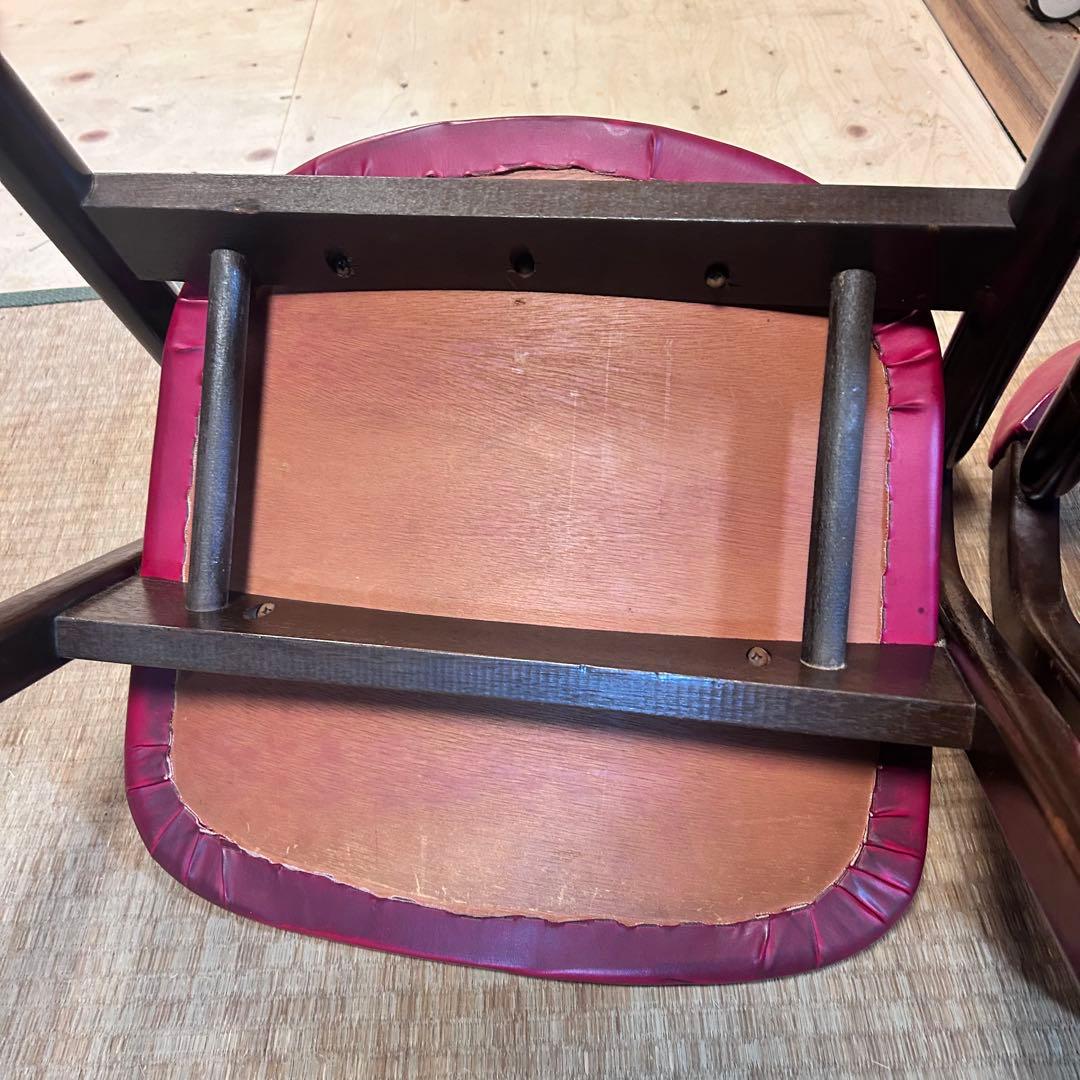 辻木工　曲木チェア 2脚セット 赤 レッド 木製 ダイニングチェア