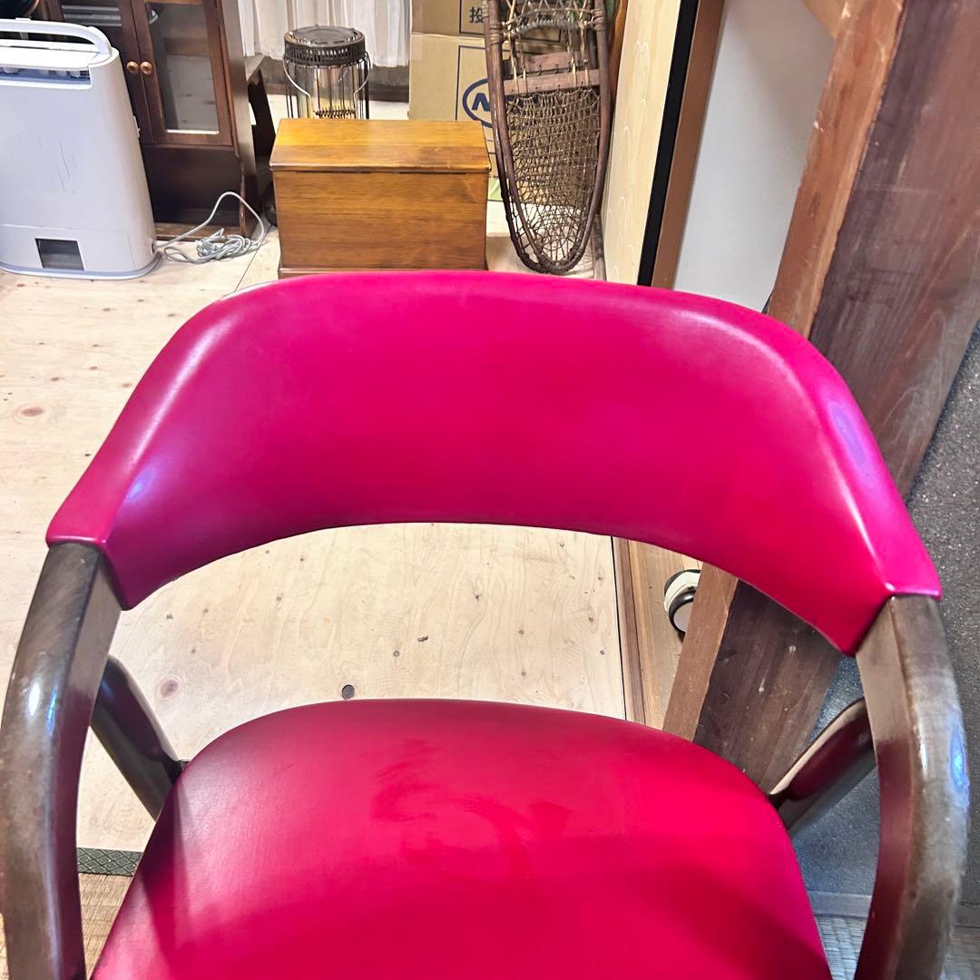 辻木工　曲木チェア 2脚セット 赤 レッド 木製 ダイニングチェア