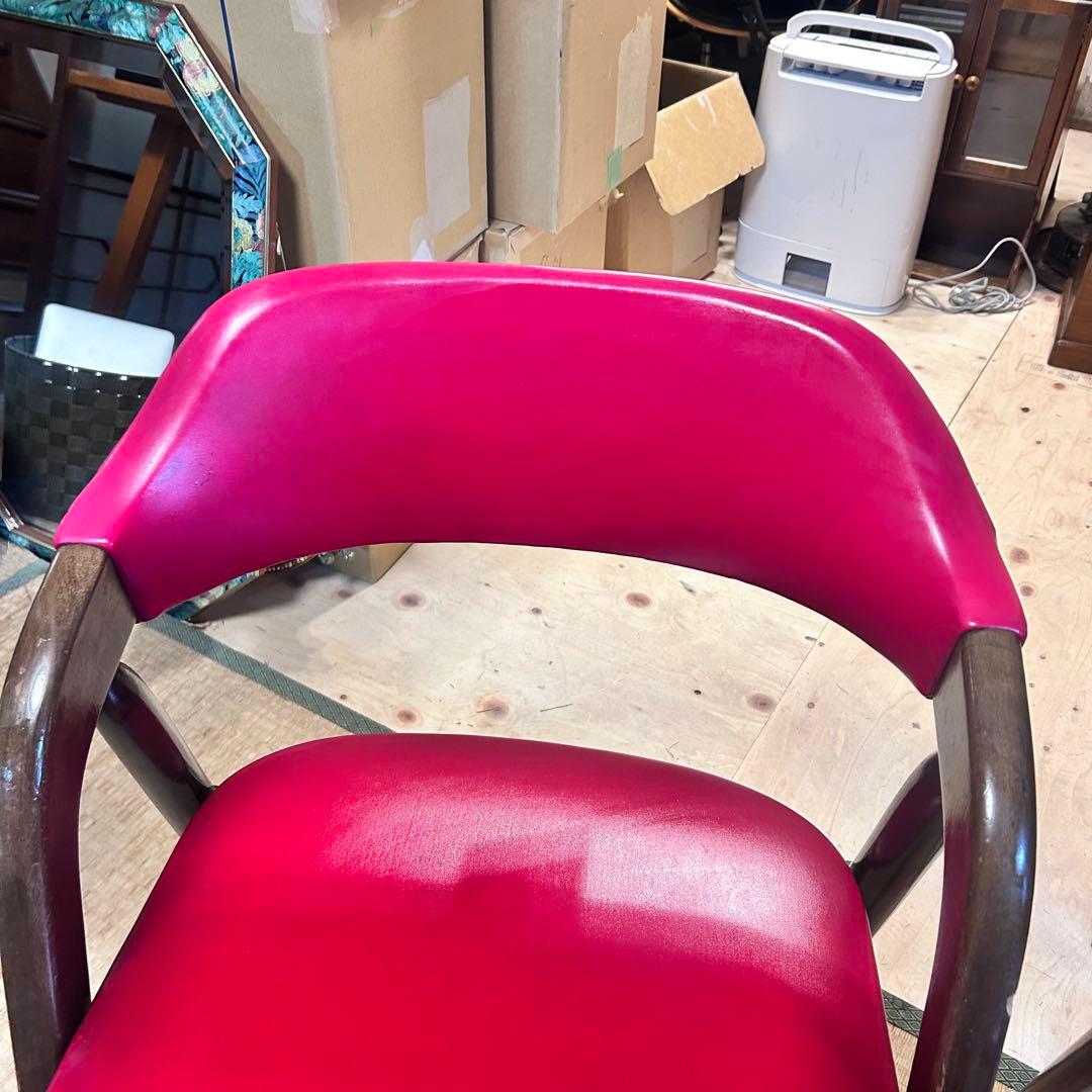 辻木工　曲木チェア 2脚セット 赤 レッド 木製 ダイニングチェア