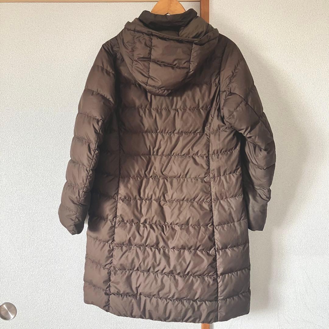 モンベル　トラベルダウンロングコート　袋付　ブラウン　L