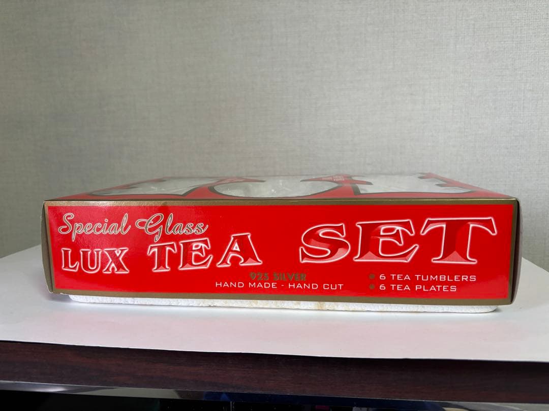 トルコ製24金メッキ縁取り　手作り カットグラスとソーサー6客 ビンテージ