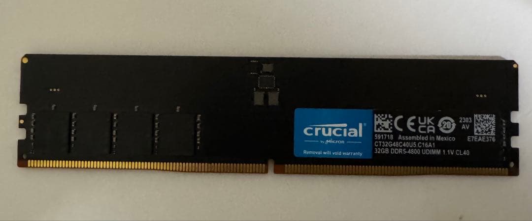 Crucial DDR5-4800 CT32G48C40U5 32GBジャンク