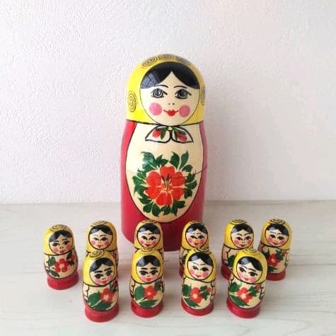 新品　ロシア　セミョーノフ　数遊びマト　15cmマト1体　ベビーマト10体