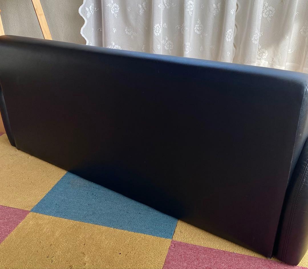 ご成約済み　合成皮革　2人掛けソファ　黒