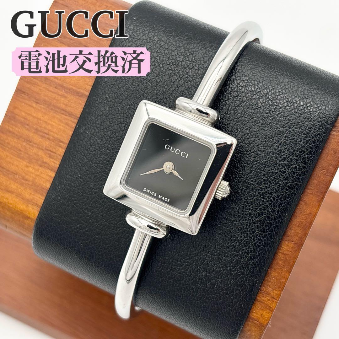 【美品】GUCCI 1900L バングルウォッチ 腕時計 シルバー スクエア