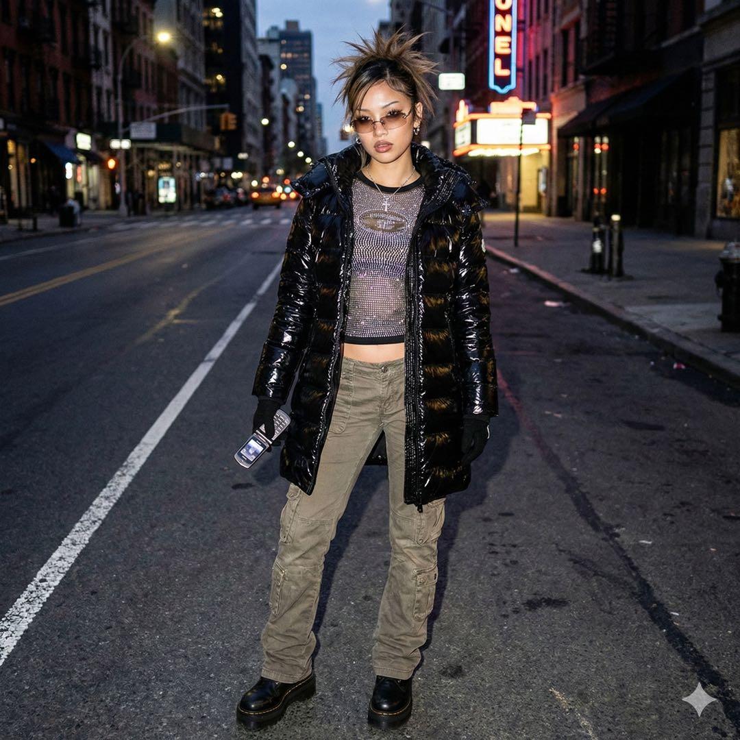 kana様用 新品 DIESEL シャイニー 中綿ジャケット 黒 Y2K