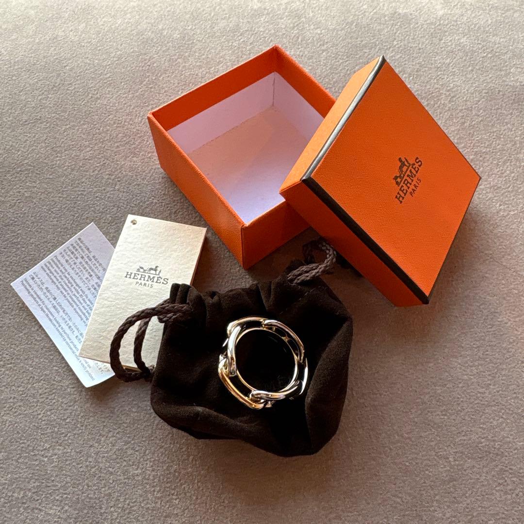 HERMES スカーフリング90 レガート　シェーヌダンクル　コンビ