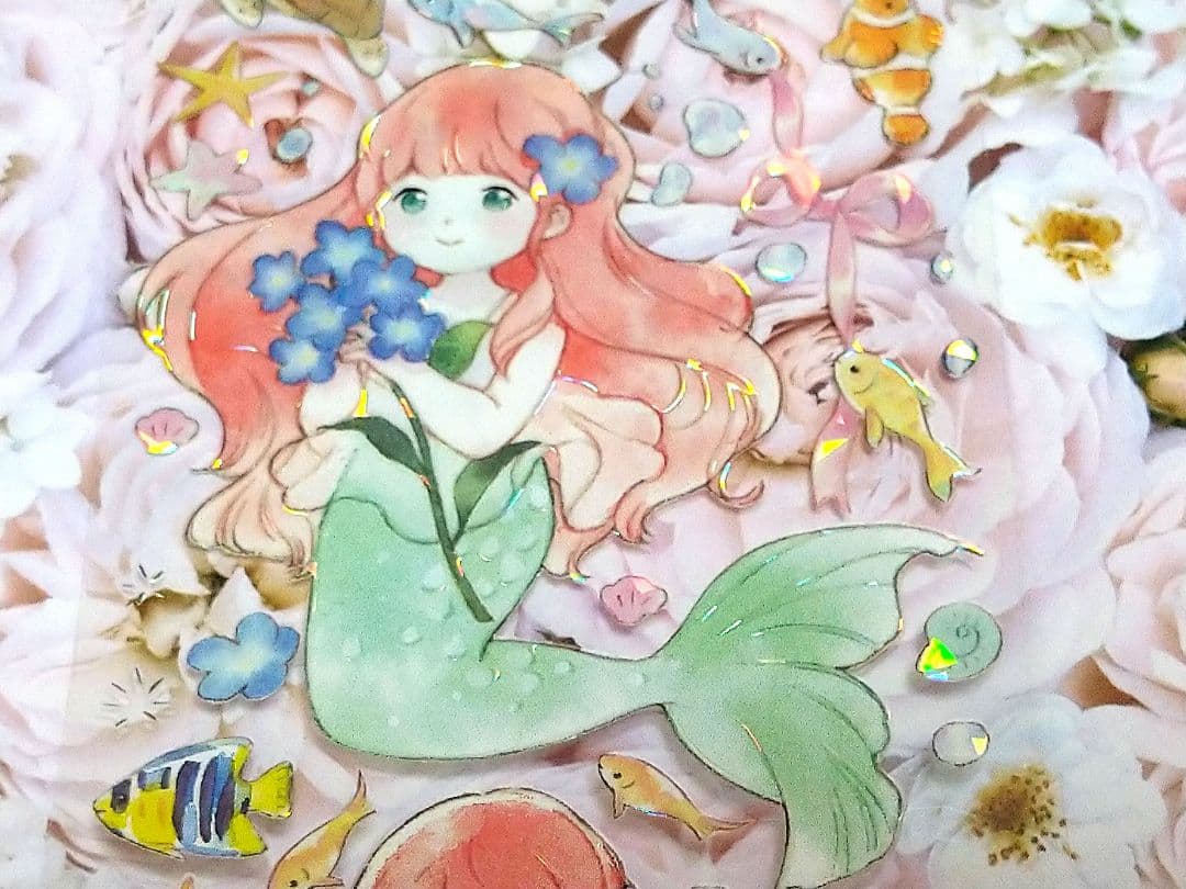 ✩のこり２✩J482＃人鱼之歌(贝壳光)E厘米切り売り海外人物マステ女の子苜暖