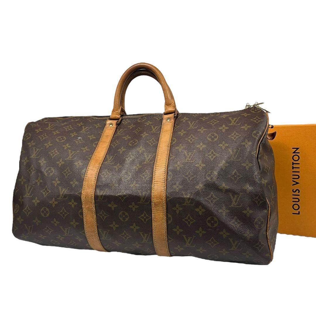 鑑定済　ルイヴィトン　キーポル50　モノグラム　ボストンバッグ　旅行用バッグ　茶