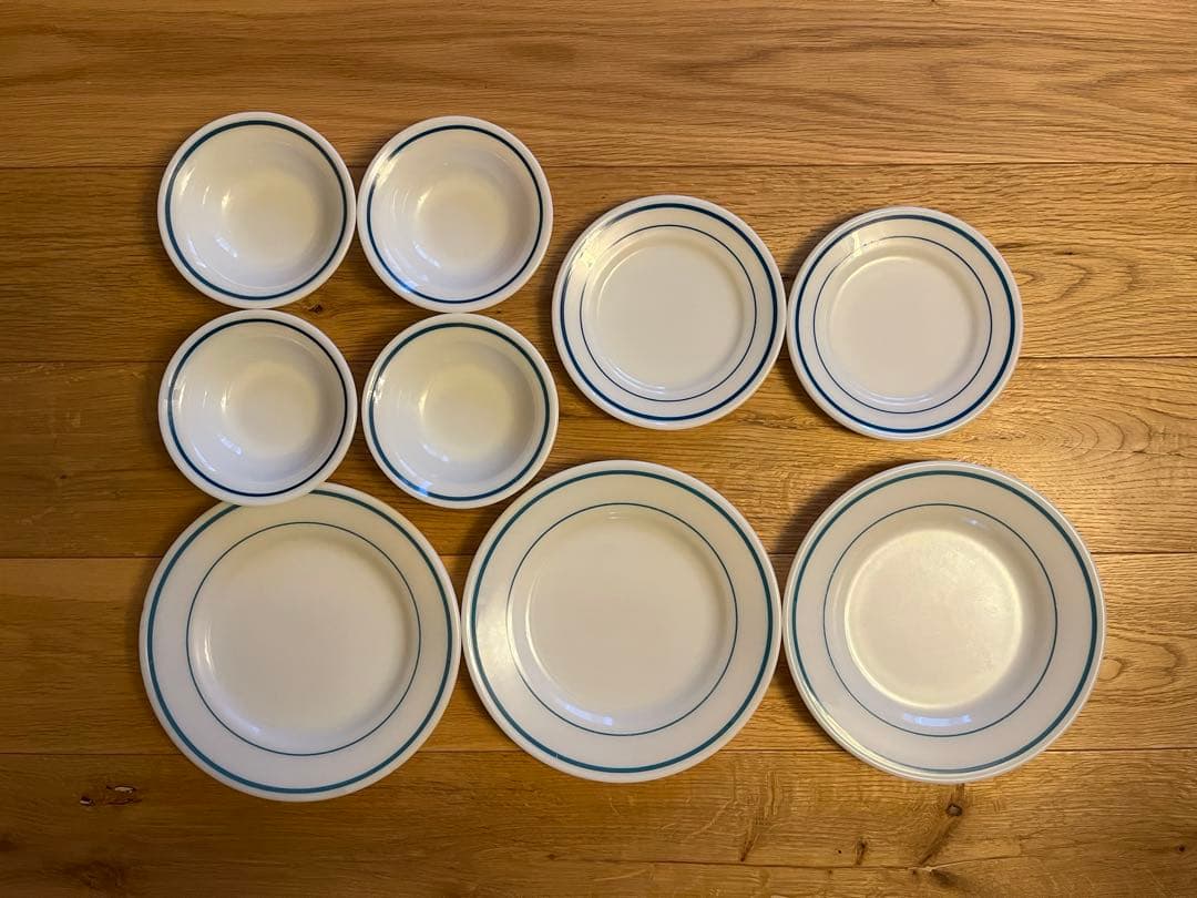 Pyrex vintage US NAVYブルーライン 小皿2皿3ボウル4セット