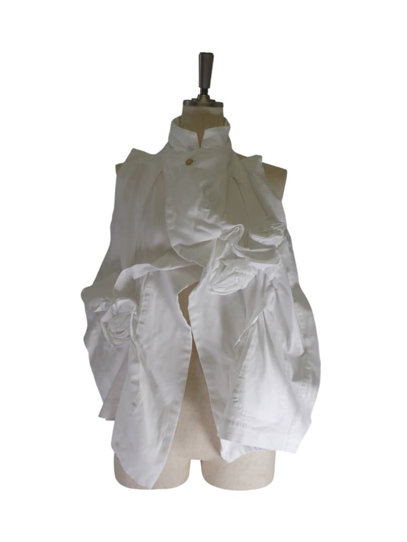 【コムコム】コムデギャルソン ポリエステル 縮絨 エステルツイルフリルベスト