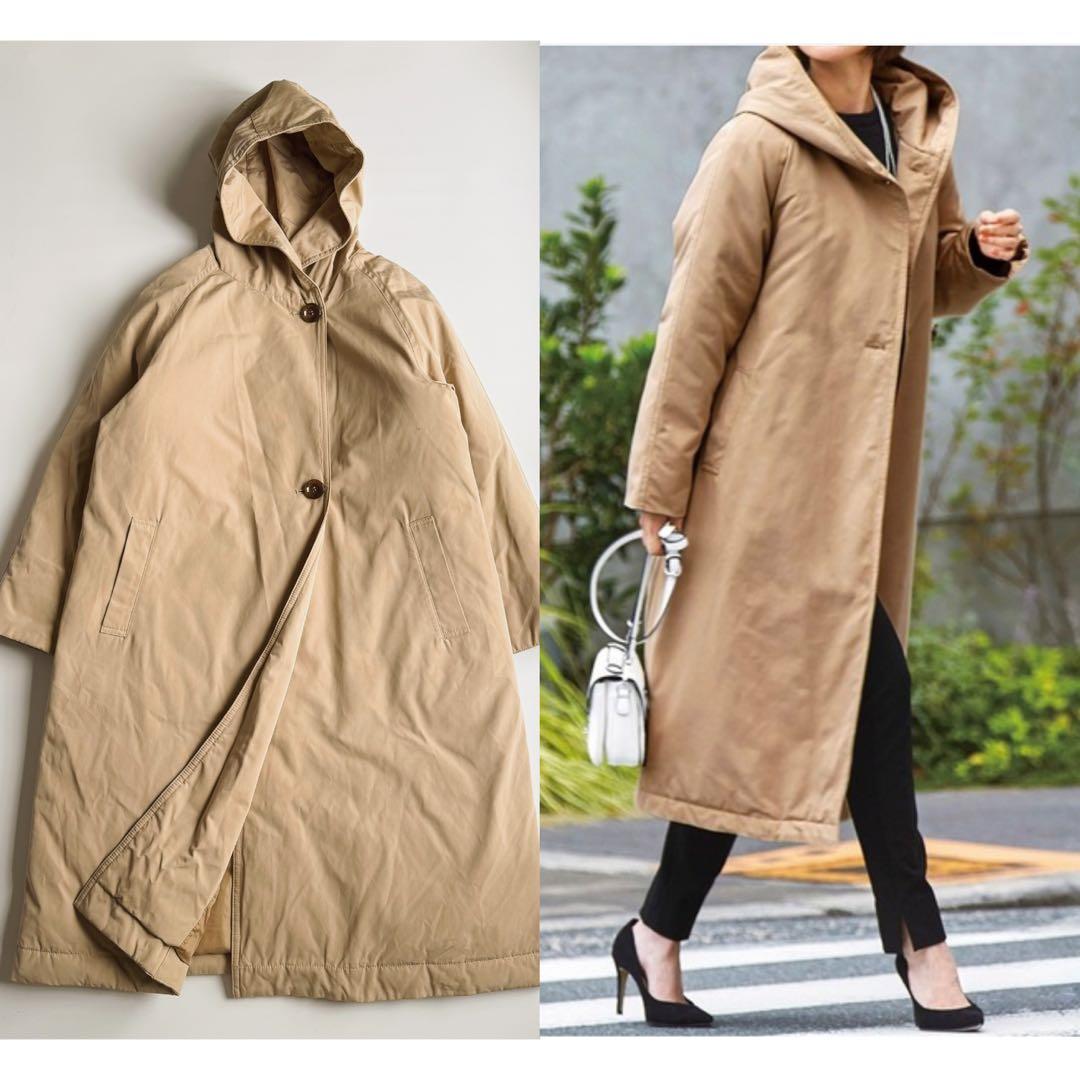 美品 IDEIT イディット すっきりロング丈ダウンコート ベージュ L