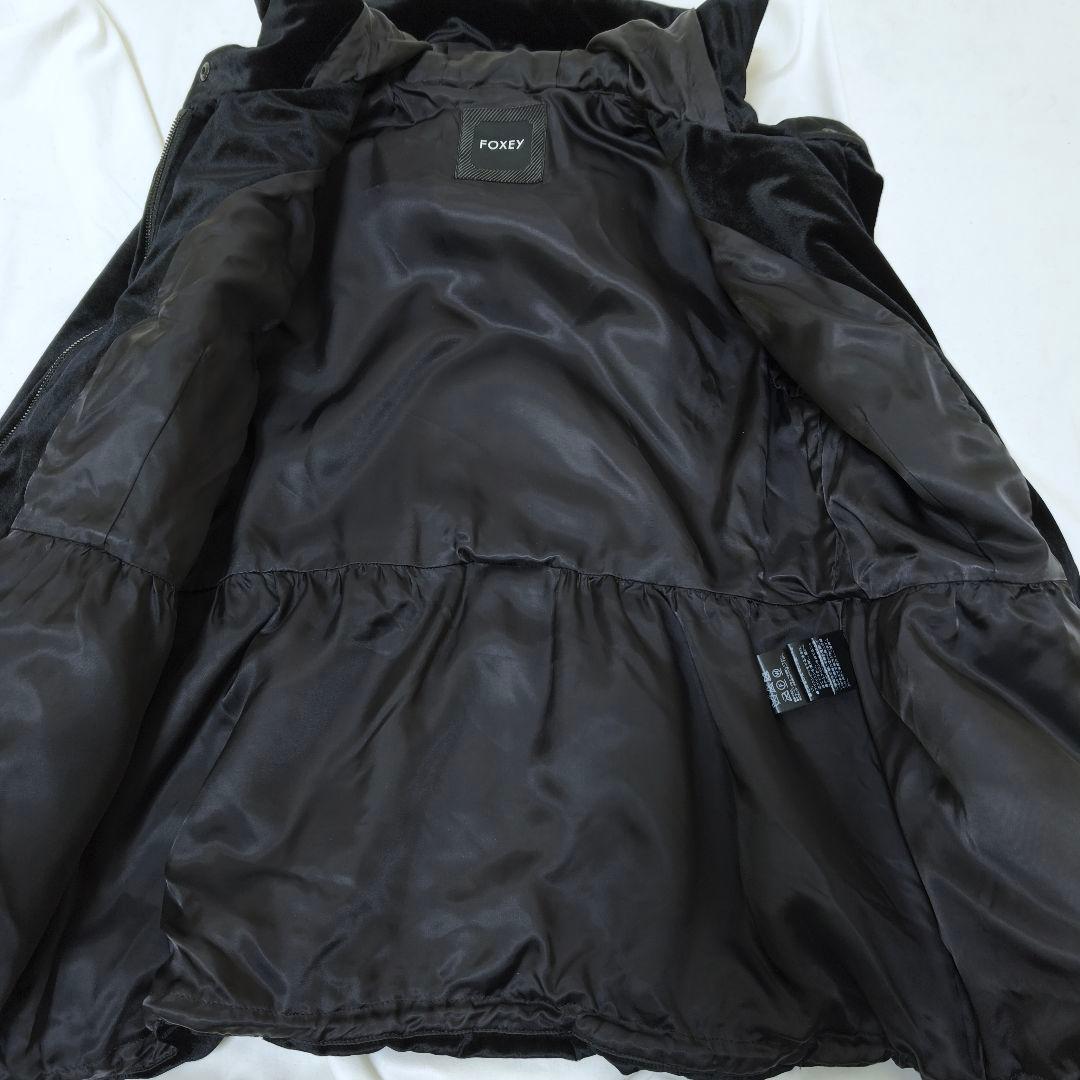 近年・美品✨フォクシー 大きいサイズ ベルフレアパフジャケット ベロアコート 黒
