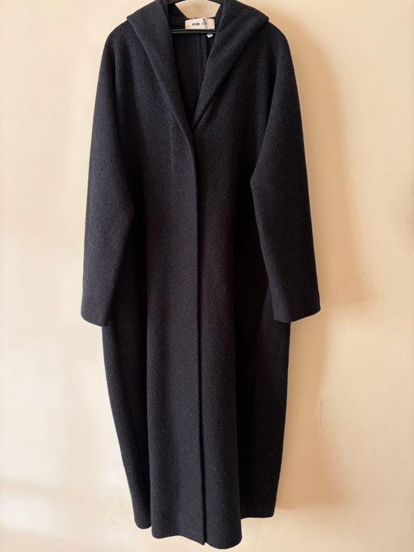 evam eva／press wool hooded coat