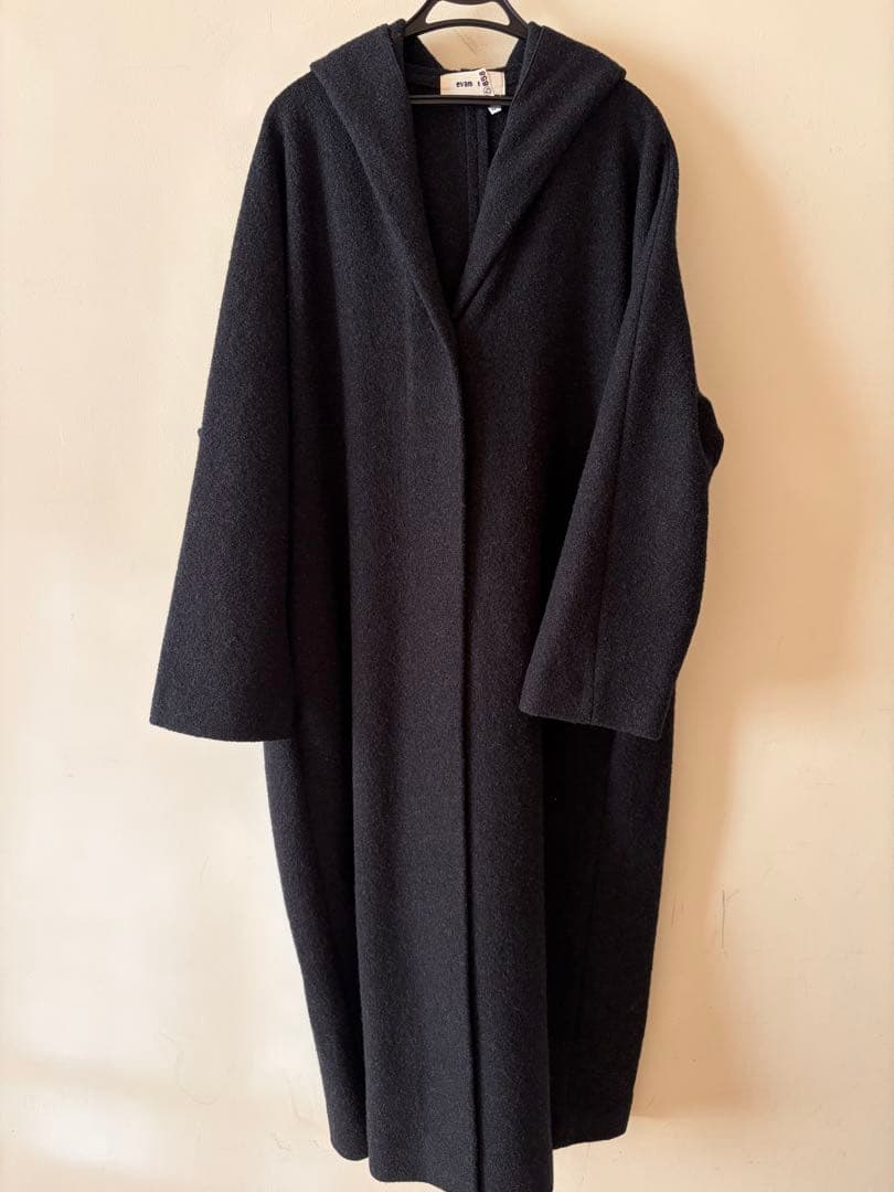 evam eva／press wool hooded coat