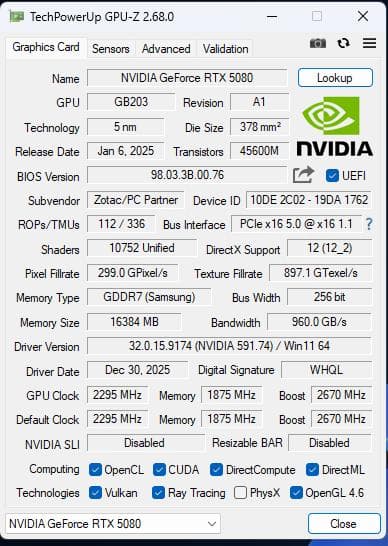 グラフィックボード・グラボ・ビデオカード ZOTAC RTX 5080 AMP Extreme INFINITY