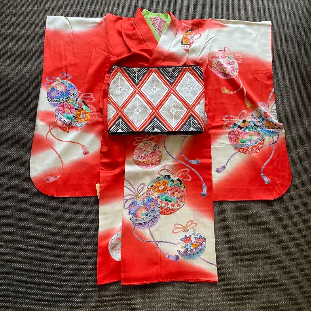 七五三　着物　長襦袢　袋帯　7才　女の子　クリーニング済み