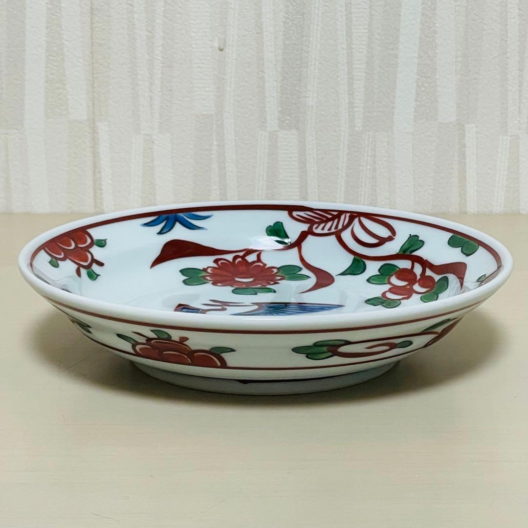 未使用 有田焼 源右衛門 是米木窯 赤呉須花鳥 銘々皿 5枚 皿 プレート