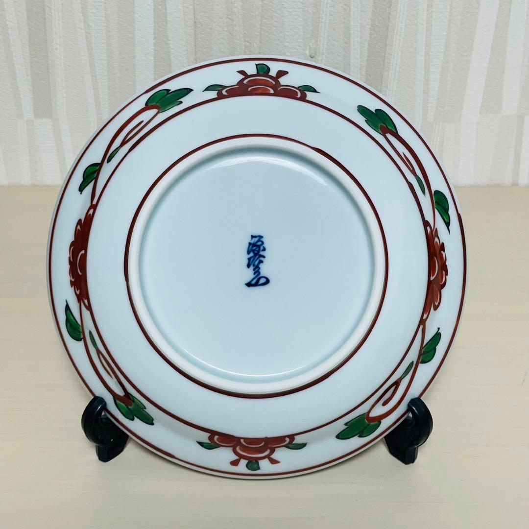 未使用 有田焼 源右衛門 是米木窯 赤呉須花鳥 銘々皿 5枚 皿 プレート