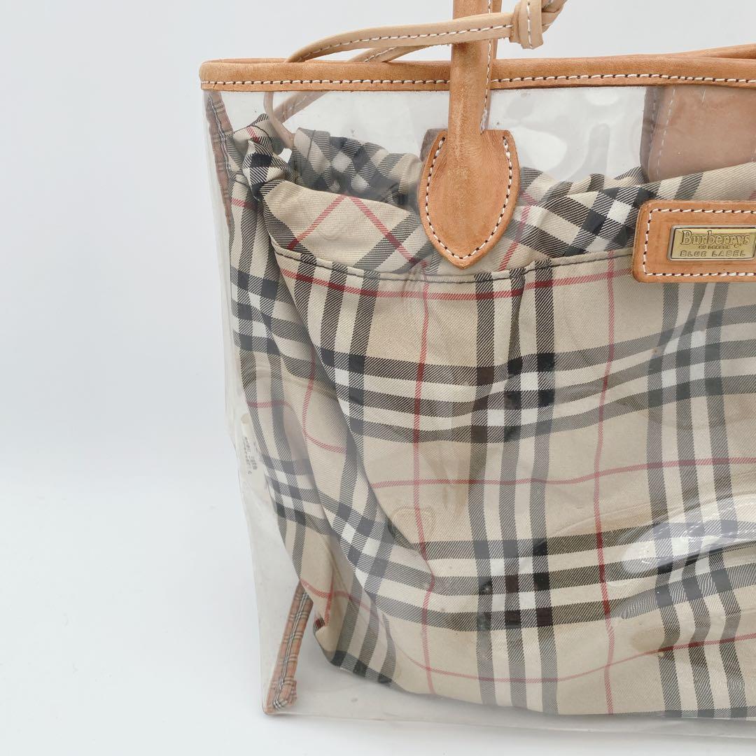 希少 BURBERRYブルーレーベル クリアトートバッグ ノバチェック ベージュ