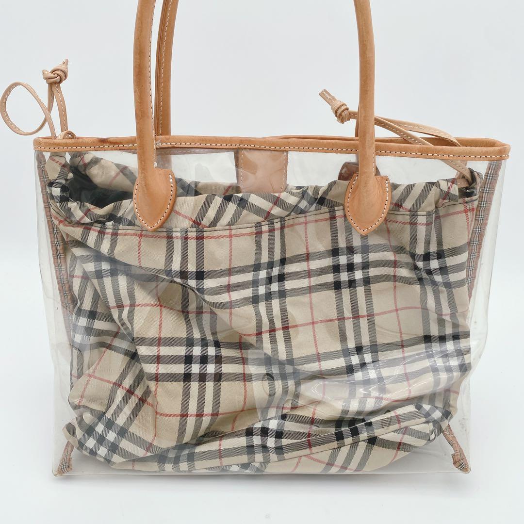希少 BURBERRYブルーレーベル クリアトートバッグ ノバチェック ベージュ