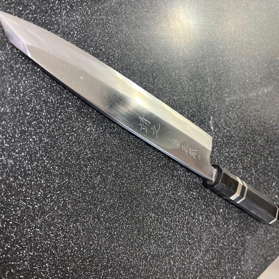 出刃包丁　24cm 切付け型　鏡面　正本　黒檀柄