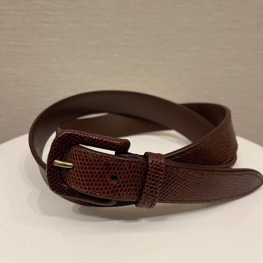 Anderson's リアルリザードレザー ラップバックル ベルト