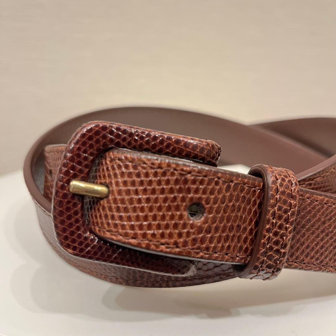 Anderson's リアルリザードレザー ラップバックル ベルト