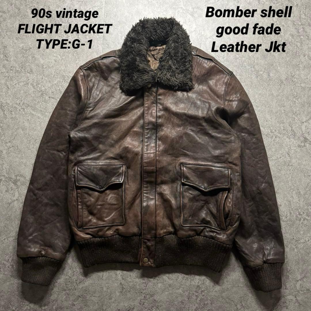 ジャケット・アウター 90s type G-1 A-2 fade leather flight jkt