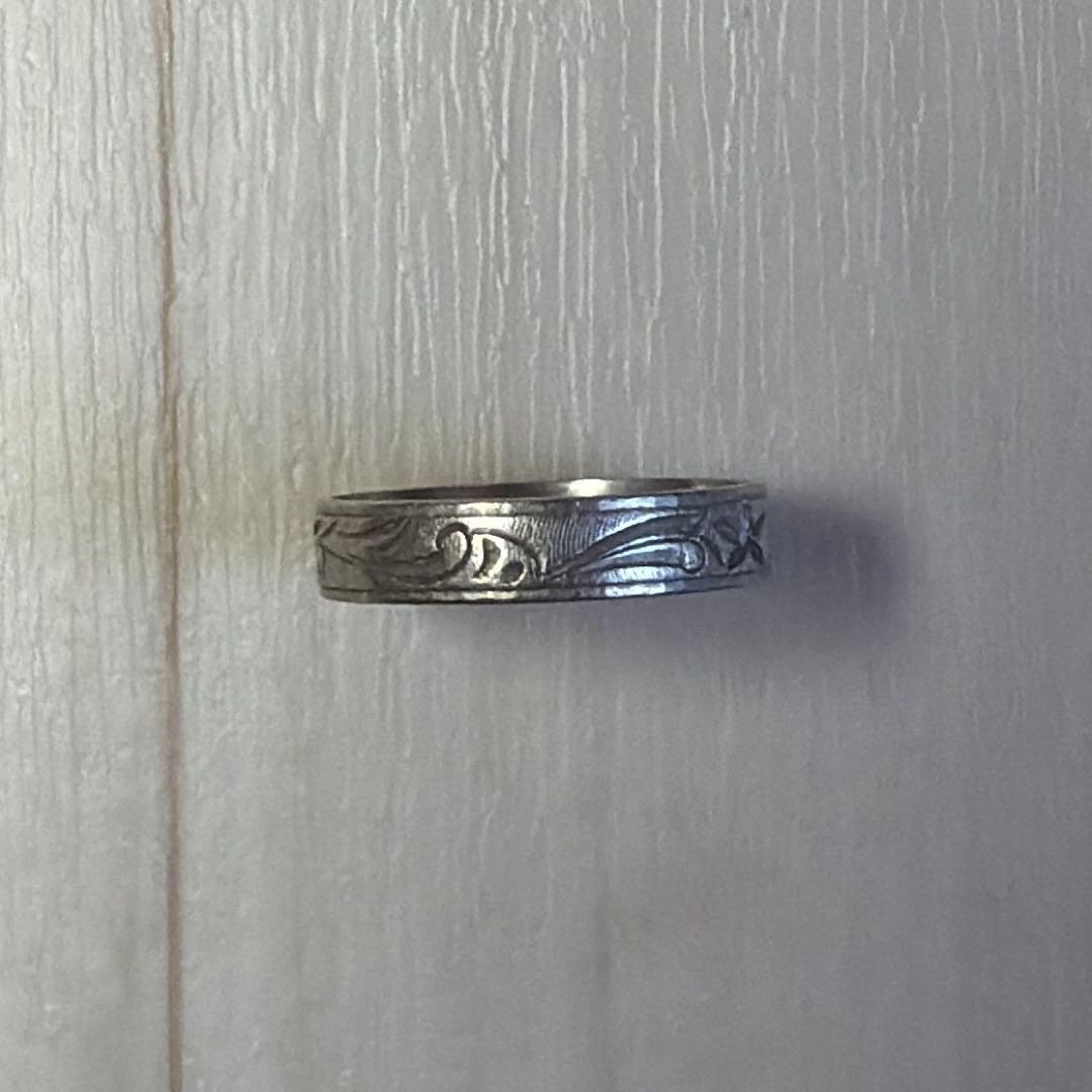 Pt850 和彫りリング