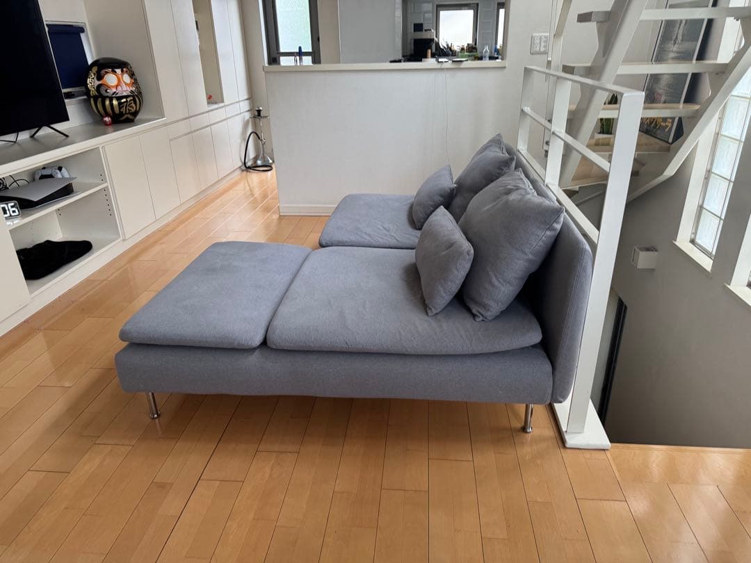 IKEA ソーデルハムン 2人掛け＋シェーズロング ソファ（グレー）