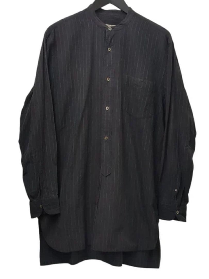 COMOLI コモリシャツ バンドカラー ブラック 黒 ストライプ サイズ1