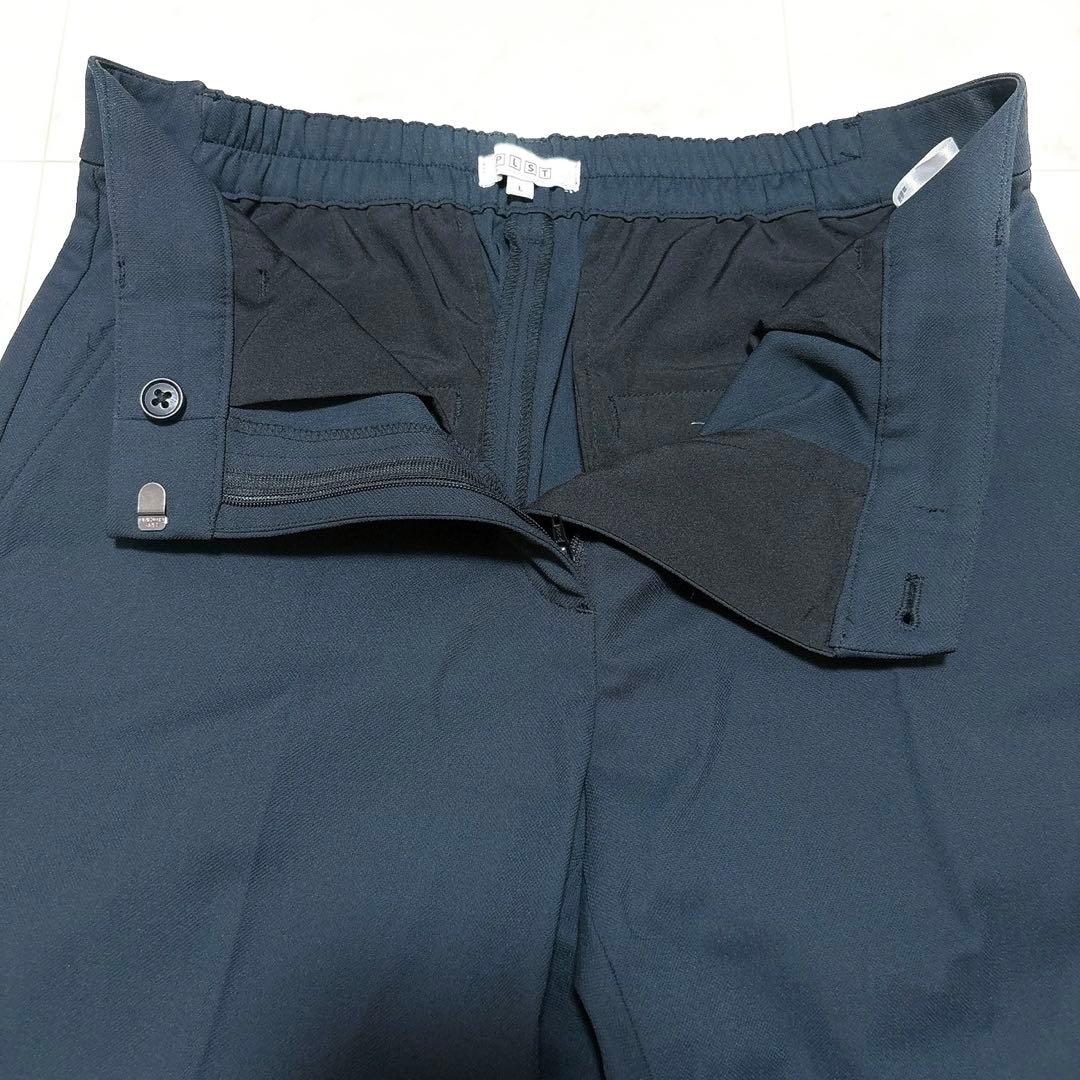 PLST パンツスーツセットアップ ノーカラージャケット ブラック Lサイズ