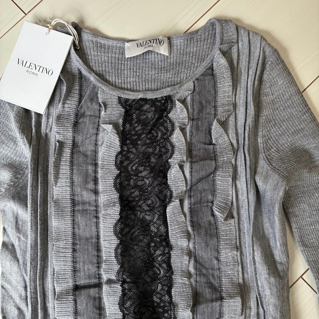 【未使用】VALENTINO 薄手チュールニット グレー M（40）