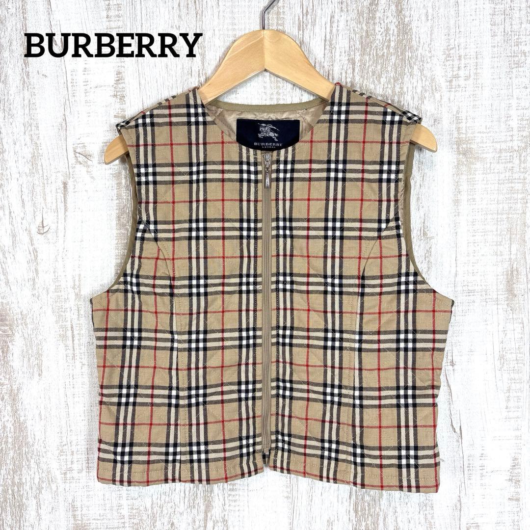 美品 バーバリーロンドン ノバチェック キルティング 中綿 ジップ ベスト
