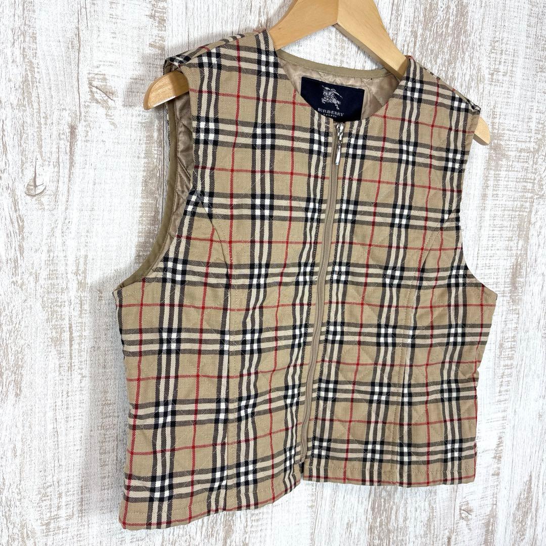 美品 バーバリーロンドン ノバチェック キルティング 中綿 ジップ ベスト