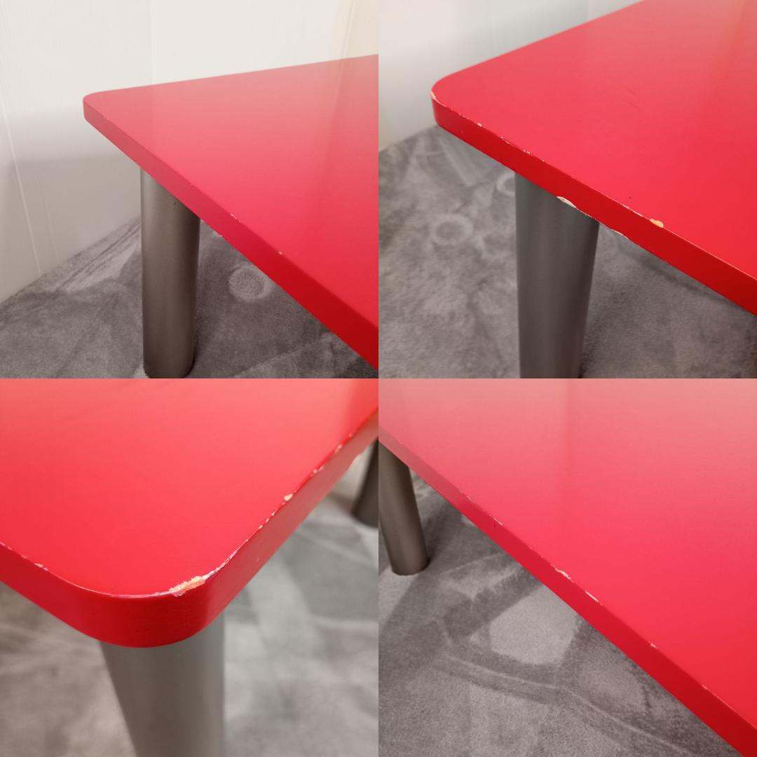 かわいい赤いテーブル　センターテーブル　折りたたみレトロ感あり　90-60-32