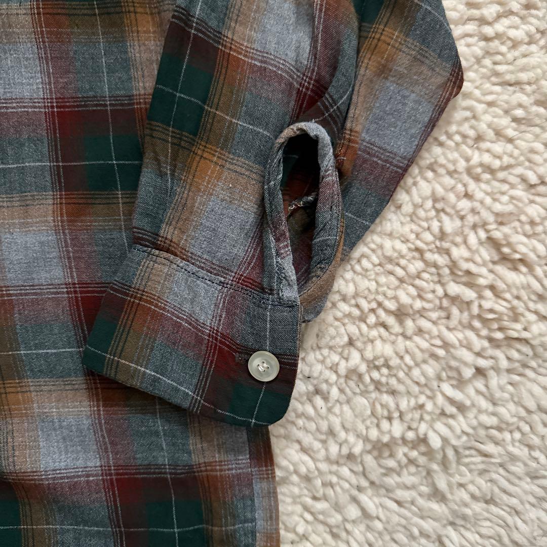 60S オンブレチェック レーヨンシャツ USA製 シャドー オンブレ レーヨン