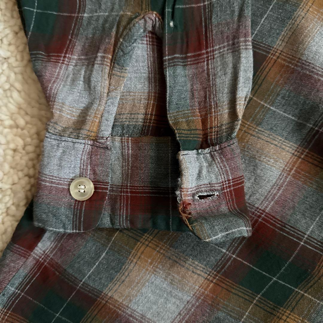 60S オンブレチェック レーヨンシャツ USA製 シャドー オンブレ レーヨン