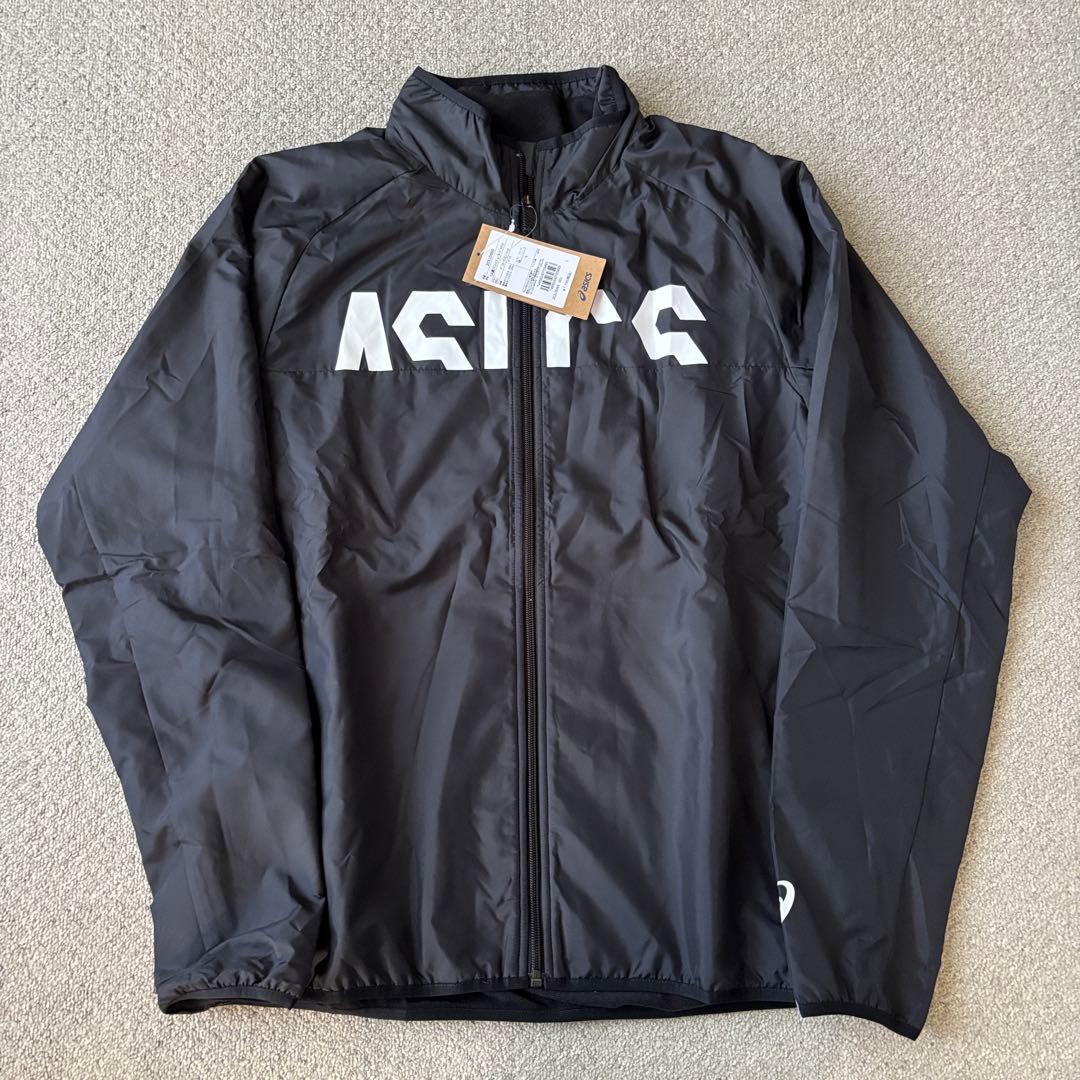 廃盤品！新品ASICS ウインドブレーカー 上下セット 黒 ジャージ Lサイズ
