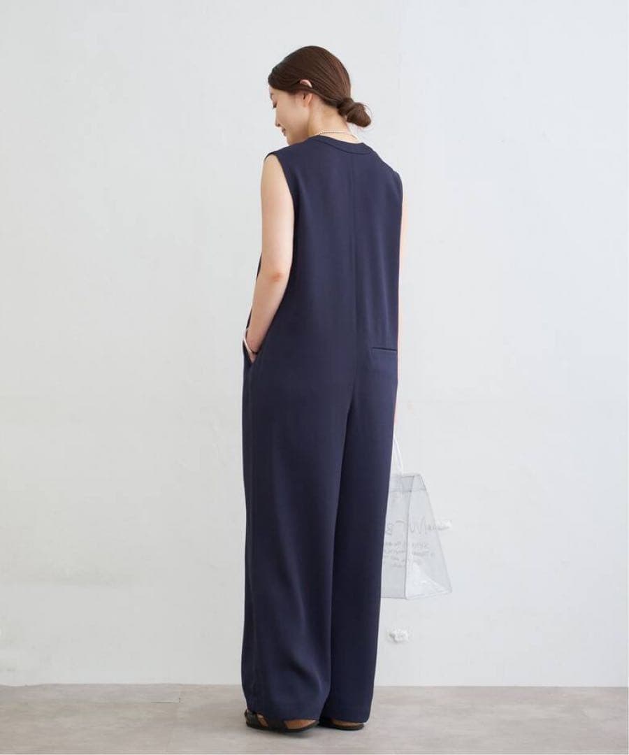 IENA ネイビー ノースリーブジャンプスーツ　36