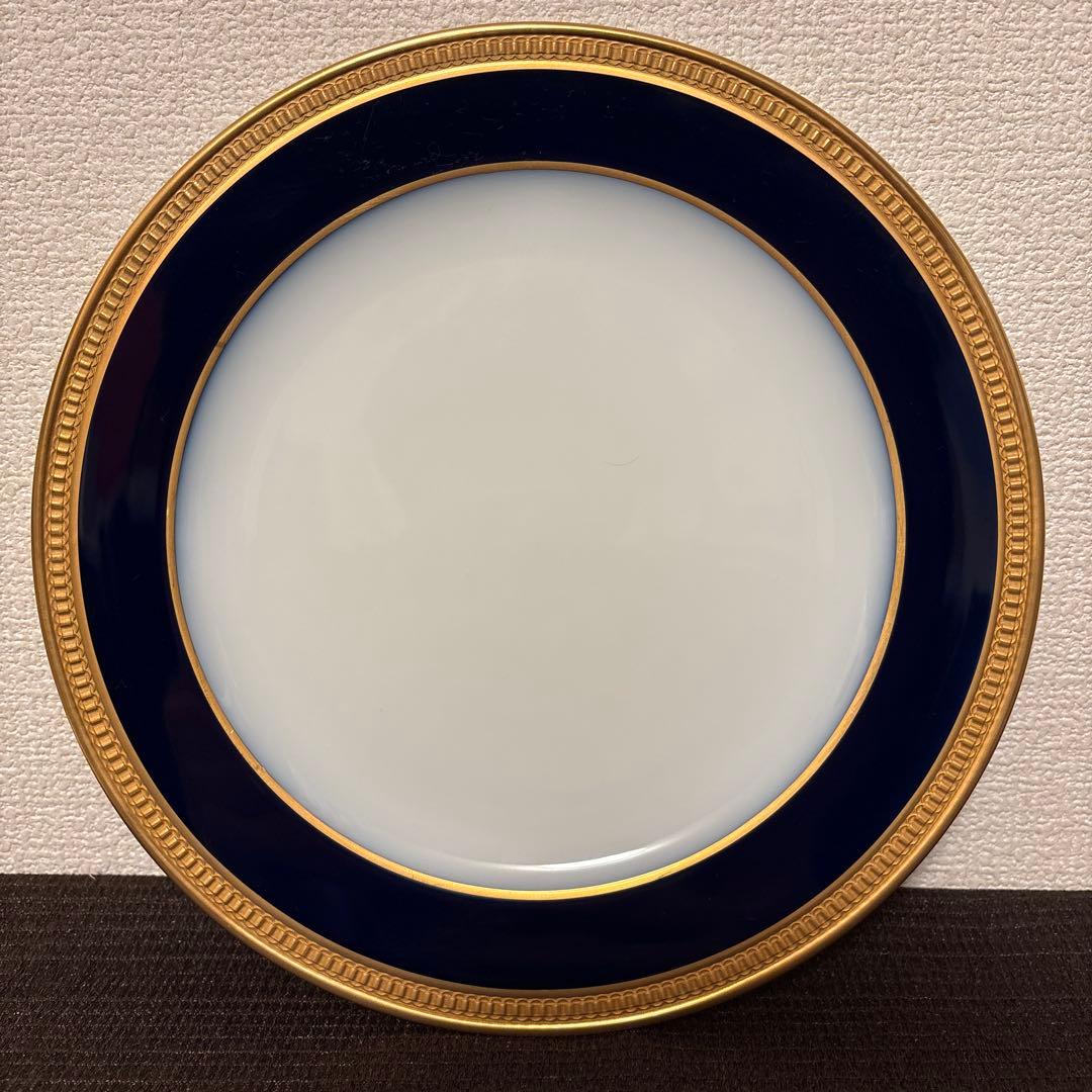 大倉陶園　ロイヤルブルー　瑠璃クラウンエンボス　ディナープレート　25.5cm