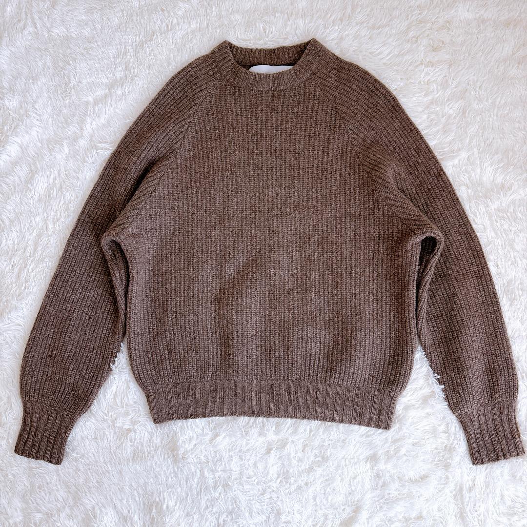 【未使用級】WALENODE ヤクウール片畦編み クルーネックセーター ニット