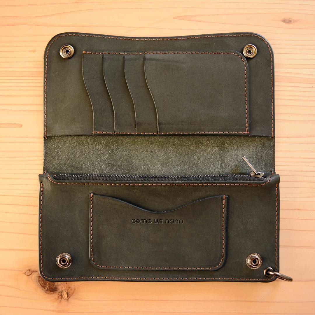 育てる艶革 ロング トラッカーウォレット イタリアンレザー