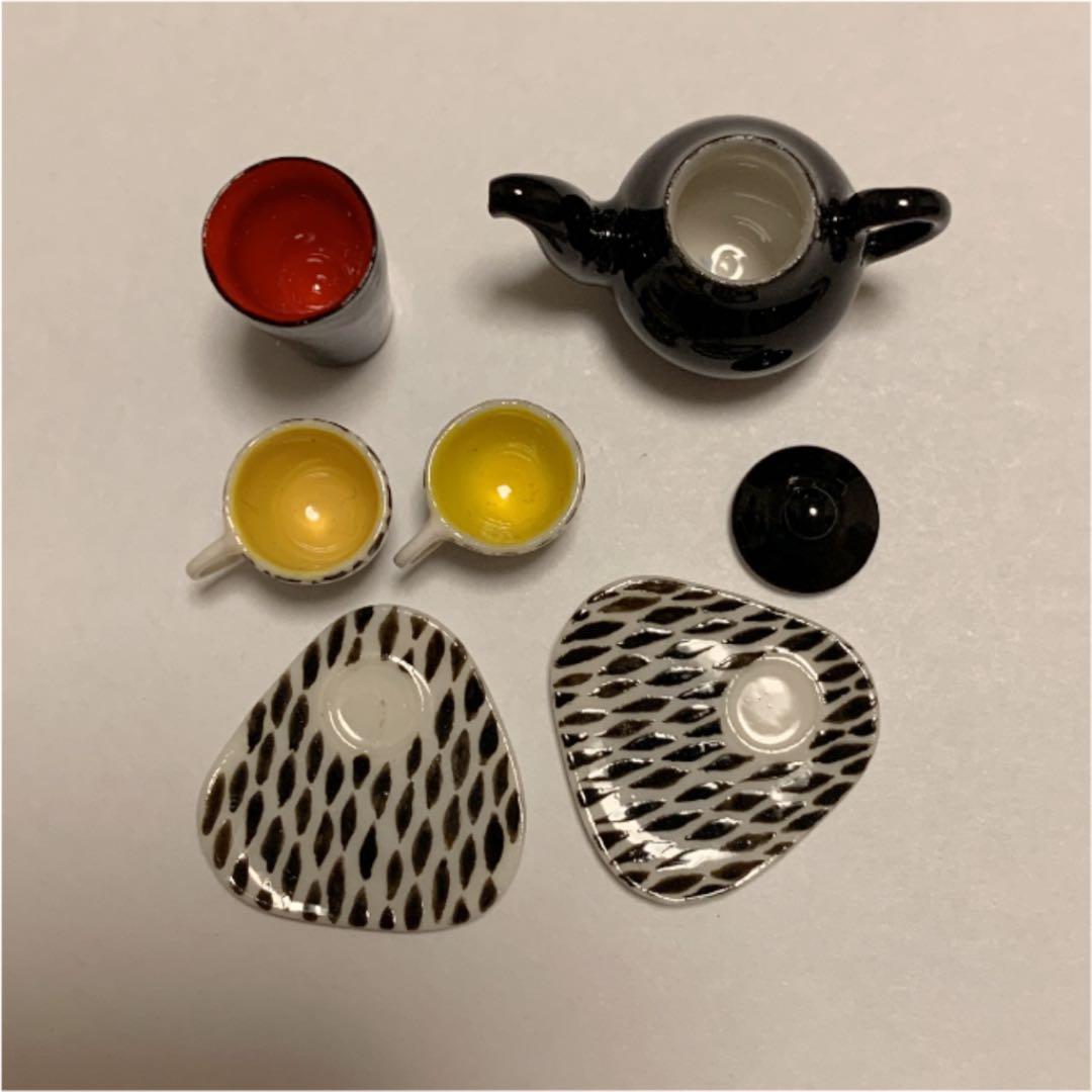 イギリス　ミニチュア　ブラックティーポット　ドールハウス　ミッドセンチュリー