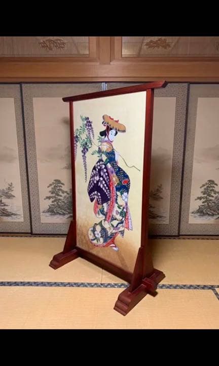 刺繍の絵/衝立 旅館 和風インテリア 家具 古民家
