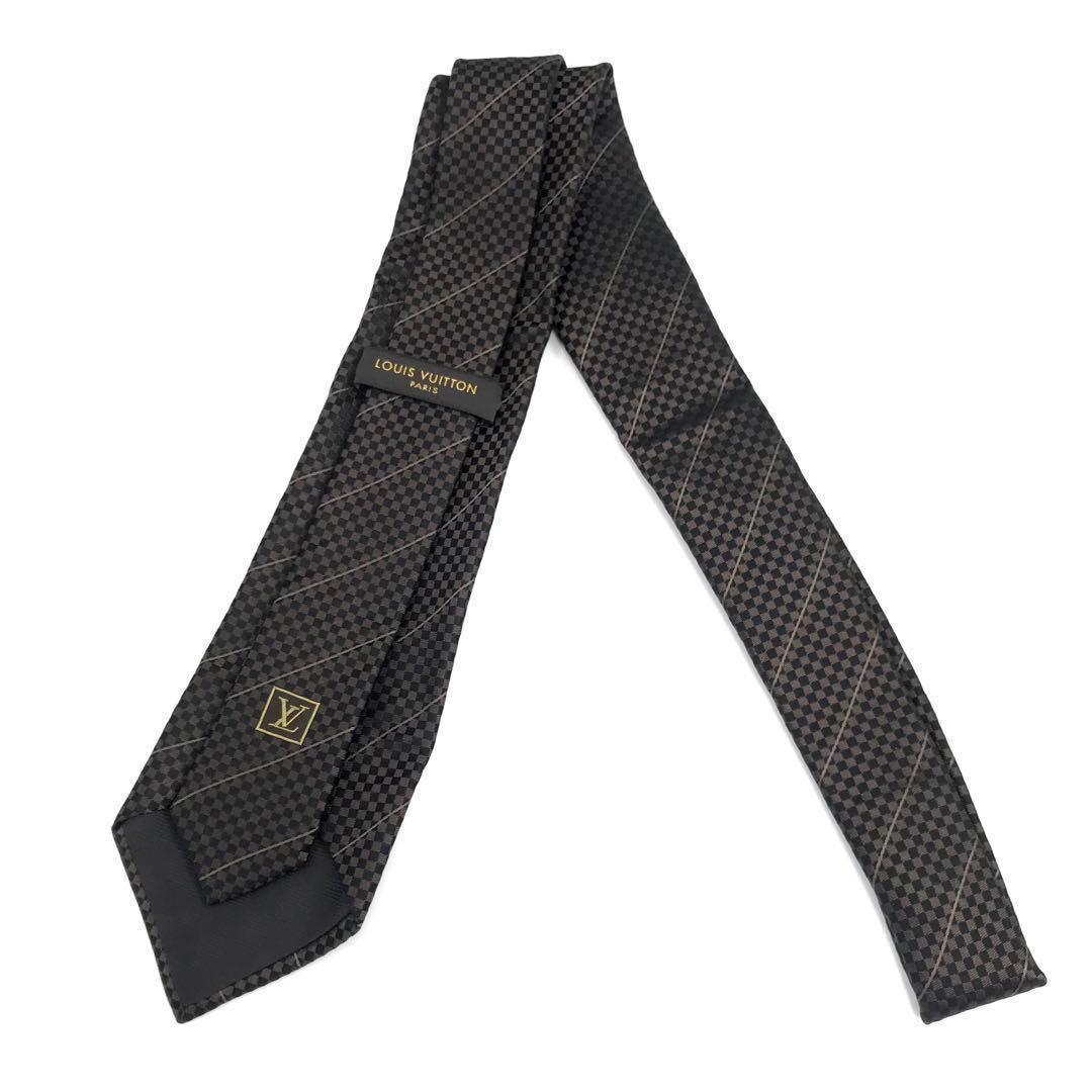 美品）ルイヴィトン　ネクタイ　茶　ストライプ　シルク