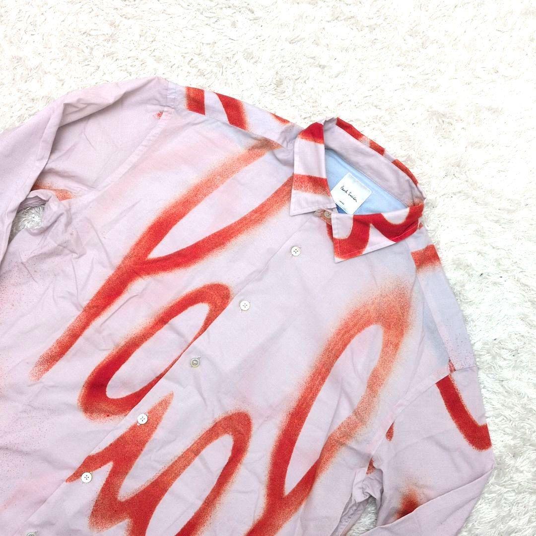 【現行ロゴ 極美品 Lサイズ】ポールスミス　スプレーロゴ　長袖　シャツ　総柄