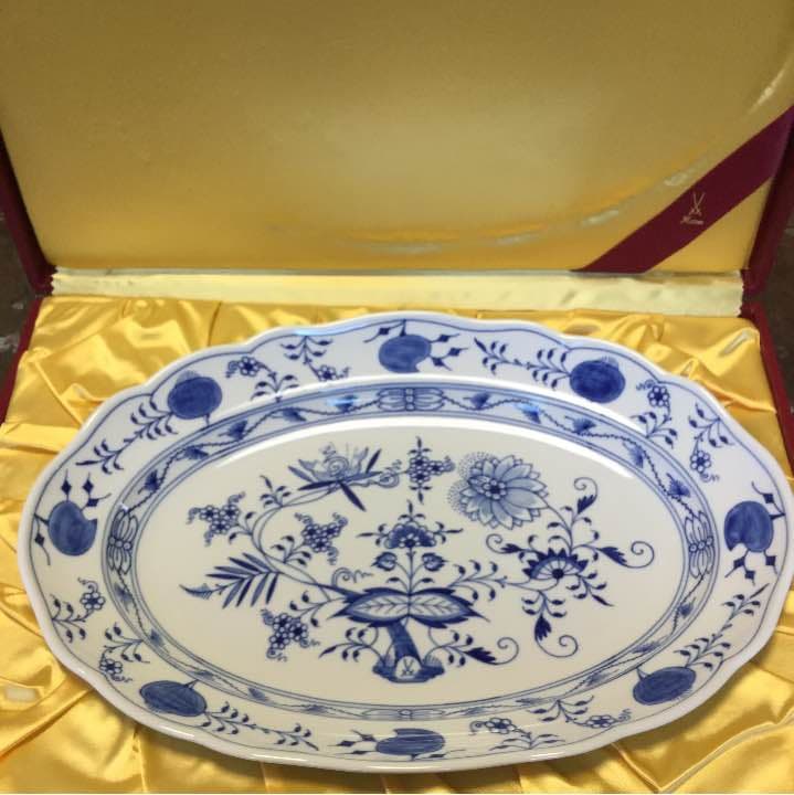マイセンブルーオニオン オーバルプラター 35×26cm