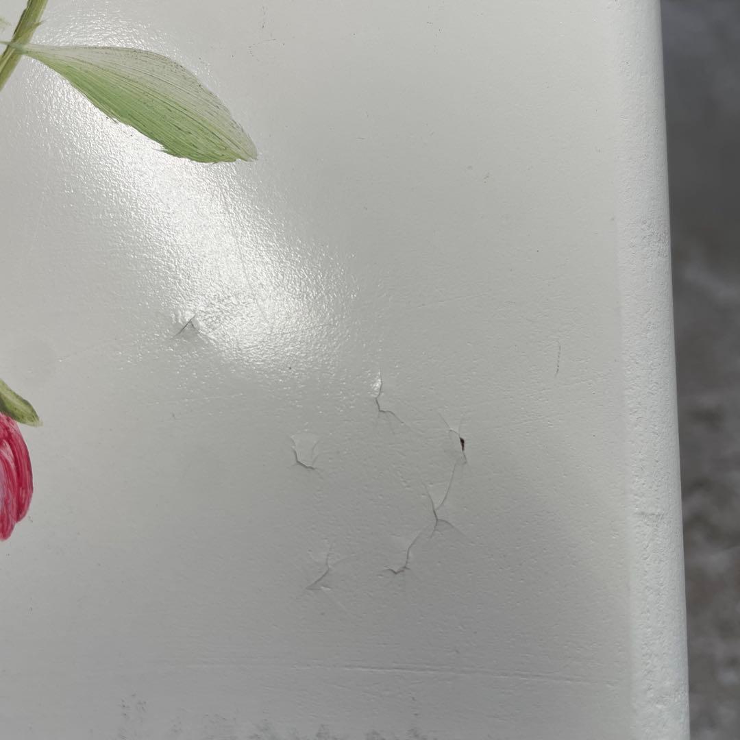 ホワイト花柄ペイントサイドテーブル